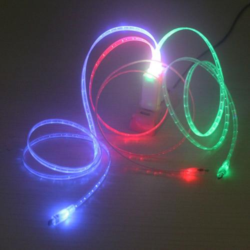 led光纤充电线 三星/索尼手机数据线 usb充电线 工厂直销